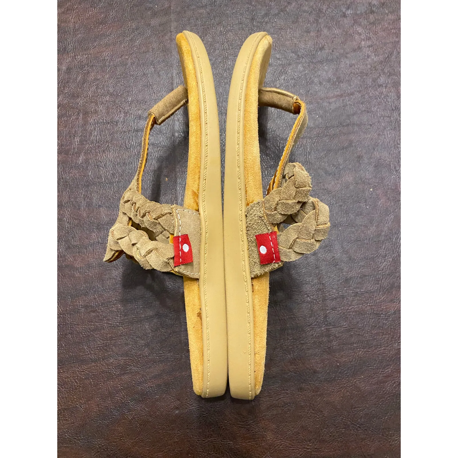 Oliberté Suede Braided Strap Thong Sandals Sze Womens 37(6.5/7) Beige Fair Trade Tan - Image 4