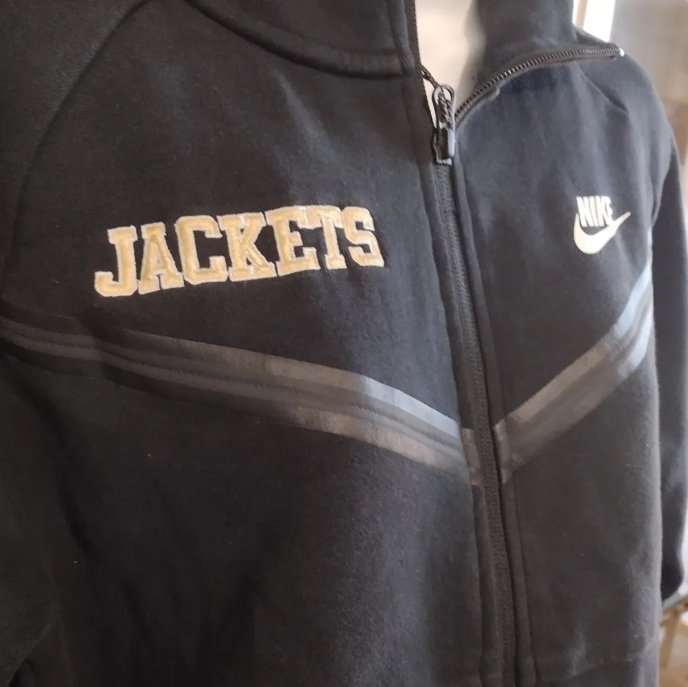 Tech Black Full Zip Up Hoodie With Yellow Jackets Embroidered - Image 2