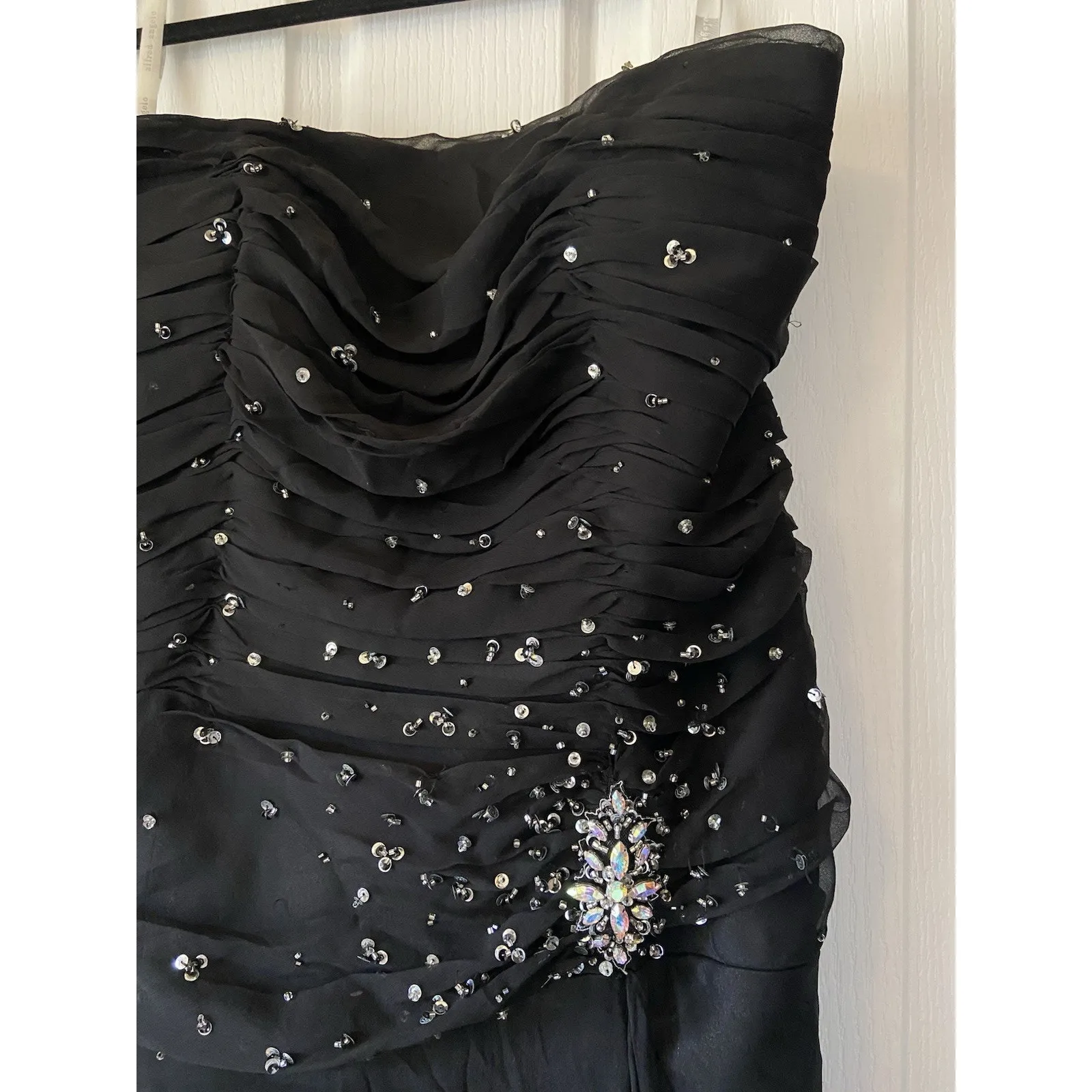 Alfred Angelo Black Sequin Encrusted Ruched Bodice Formal Gown Dress 16W NEW NWT - Image 5