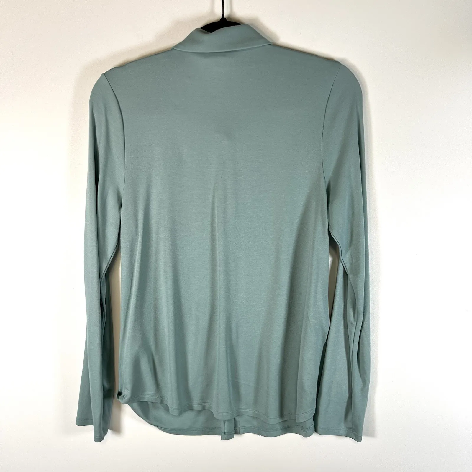 J Jill Button Up Tunic Top Size Medium Green Long Sleeve Ponte Knit Stretch - Image 7