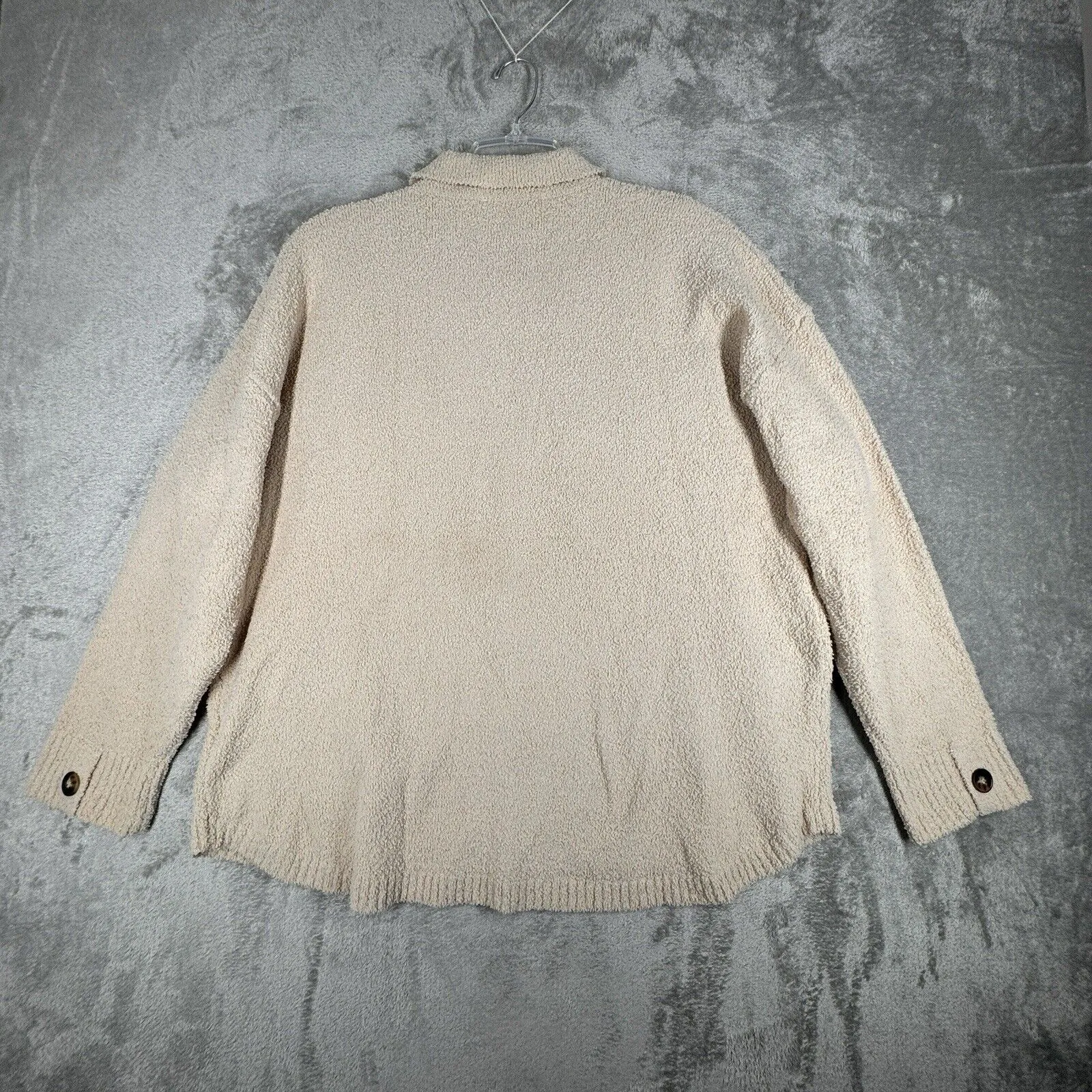 Altar'd State Shirt Womens Medium Cream Fleece‎ Shacket Casual Utility Outdoors - Image 3