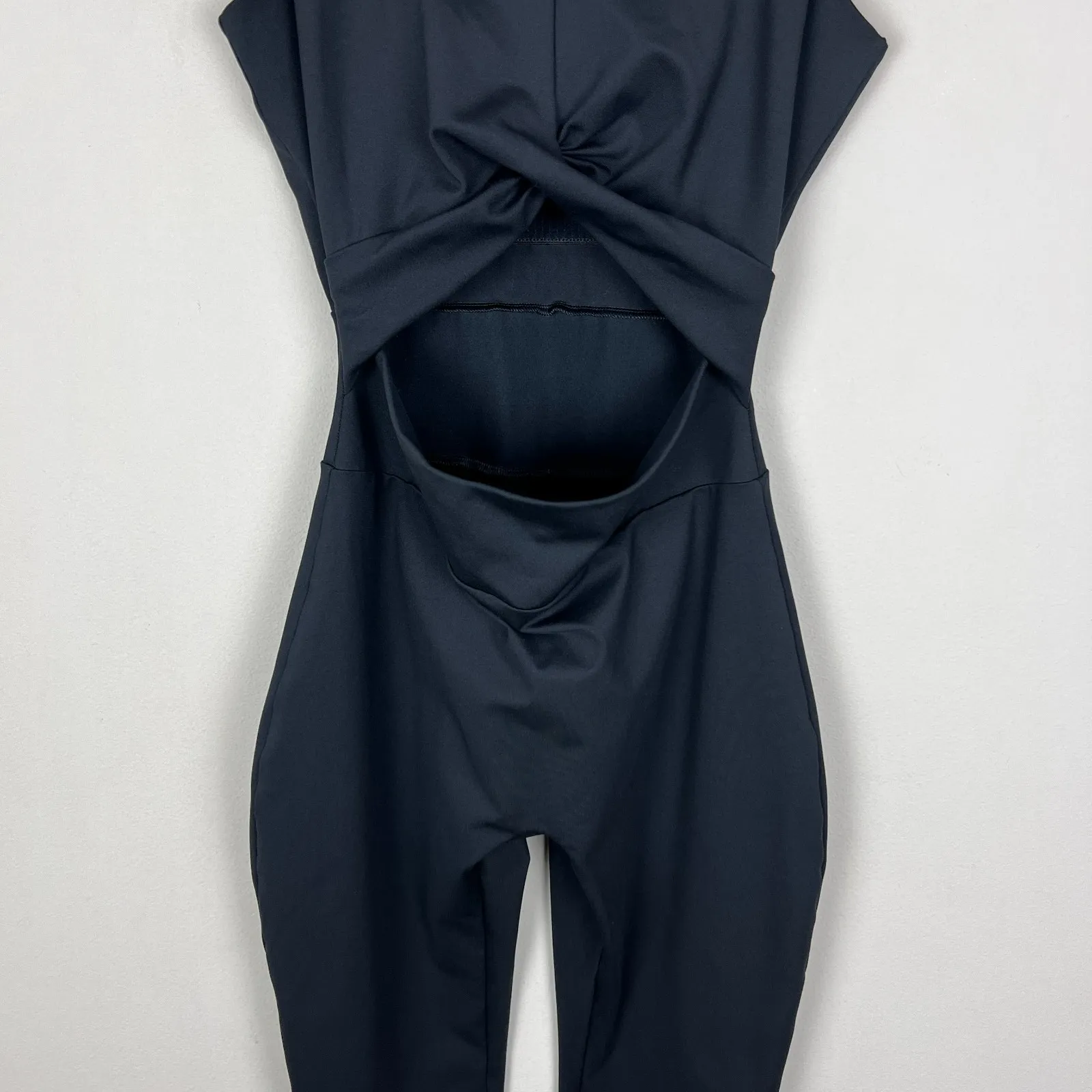 Girlfriend Collective Unitard Jumpsuit Women Large Black Cutout Twist Front Yoga - Image 3