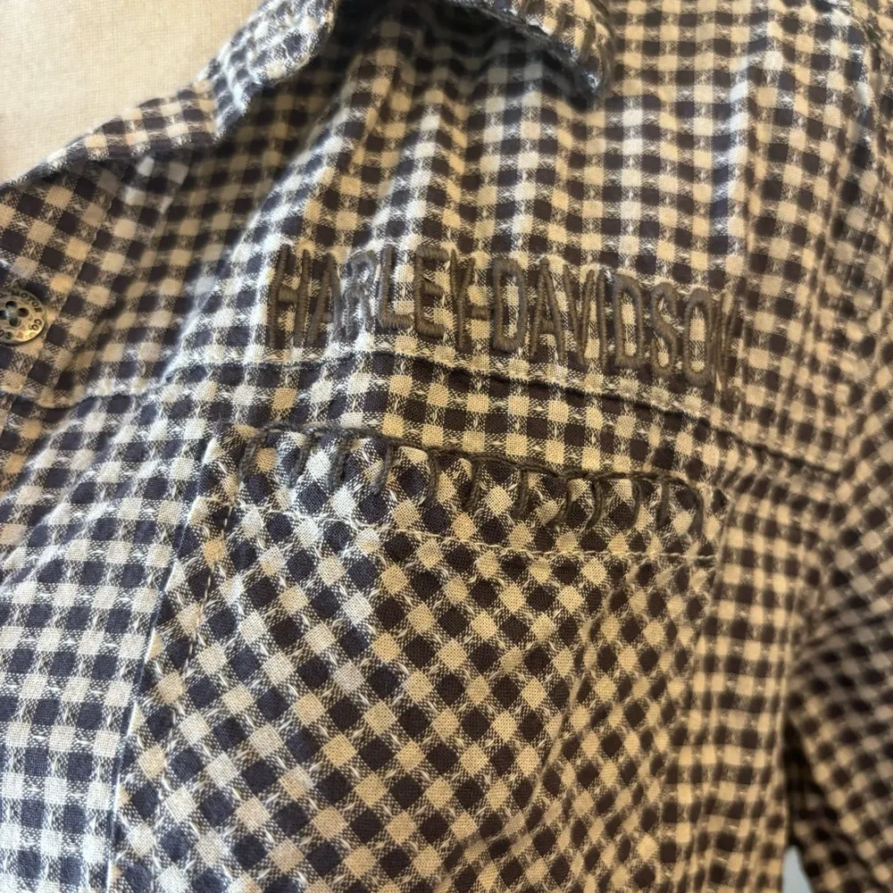 Harley Davidson Women’s Woven Gingham Button Up Top - Image 4