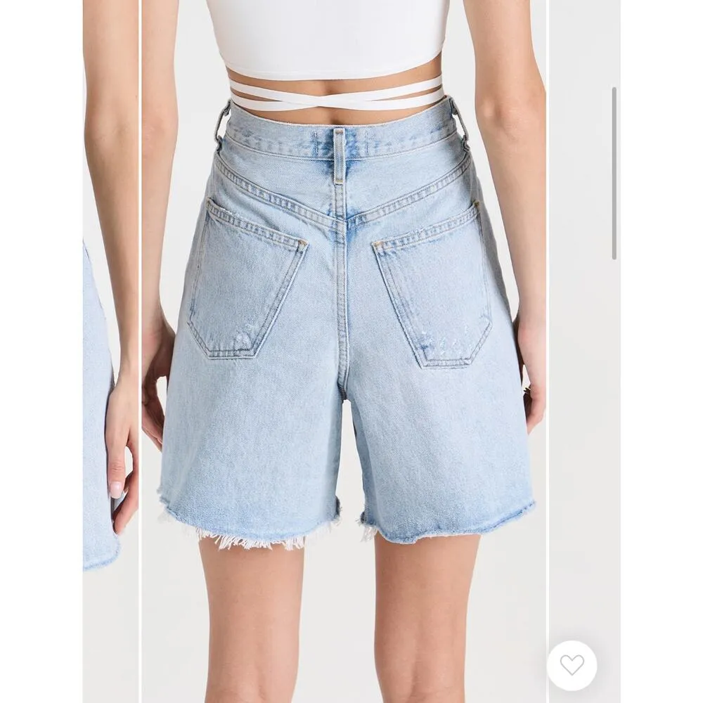 Agolde High Rise Denim Cutoff Pleat Skort size 26  In Hypnosis light wash - Image 2