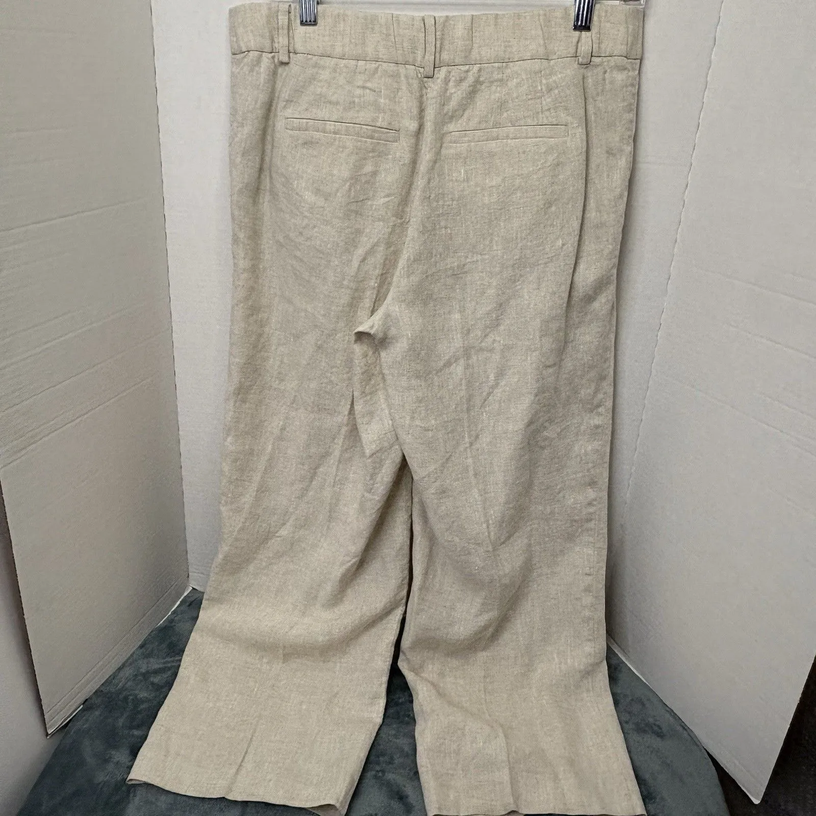 Talbots Wide Leg Linen Beige Off White Pants Size 6 - Image 4