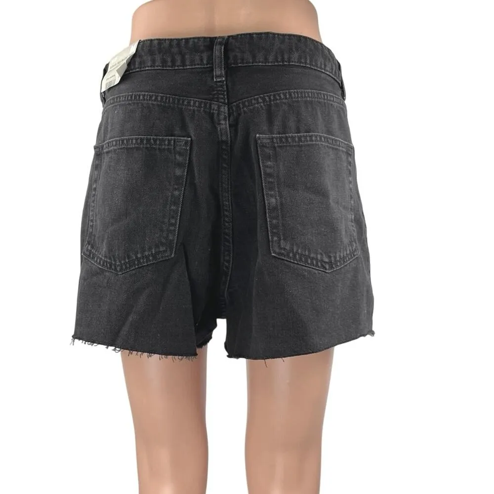 NEW Topshop Moto Women's Black High Waisted Mom Denim Jean Shorts Size 12 - Image 3