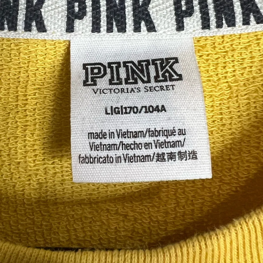 Victoria’s Secret Pink Cropped Sweatshirt -Snaps on sleeves - Yellow - Sz. Large - Image 5