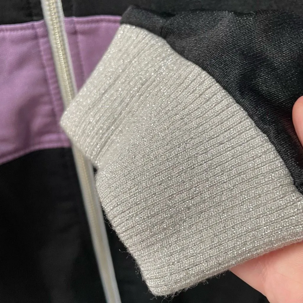 Y2K Baby Phat Track Jacket Bling Cat Black Purple Silver Metallic 3X - Image 7