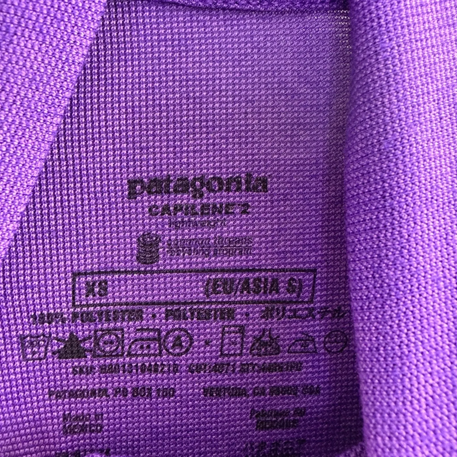 Patagonia Womens Capilene 2 XS Zip Neck Top Purple 1/4 Zip Long Sleeve Ski - Image 7