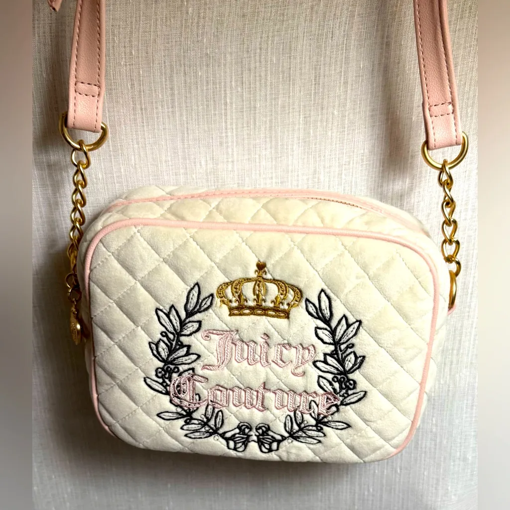 NEW Juicy Couture White Fuzzy Quilted Crossbody Bag - Image 7