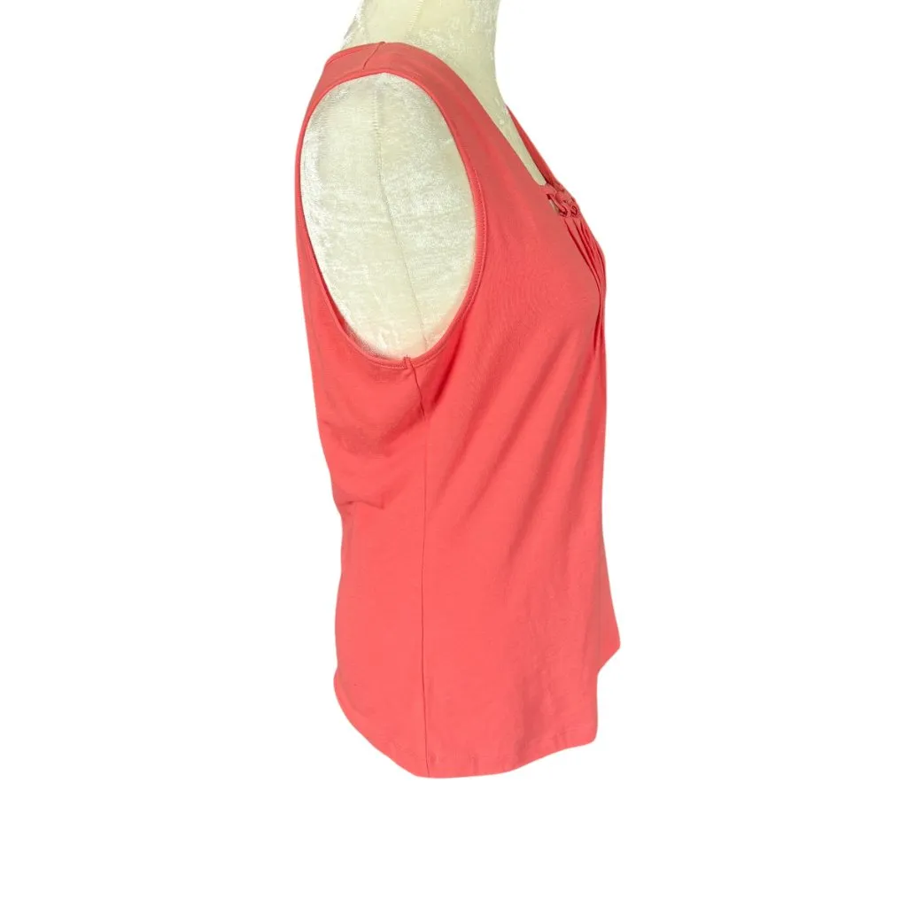 R.Q.T Petite women's peach sleeveless pleated stretchy tank top Size no size - Image 3