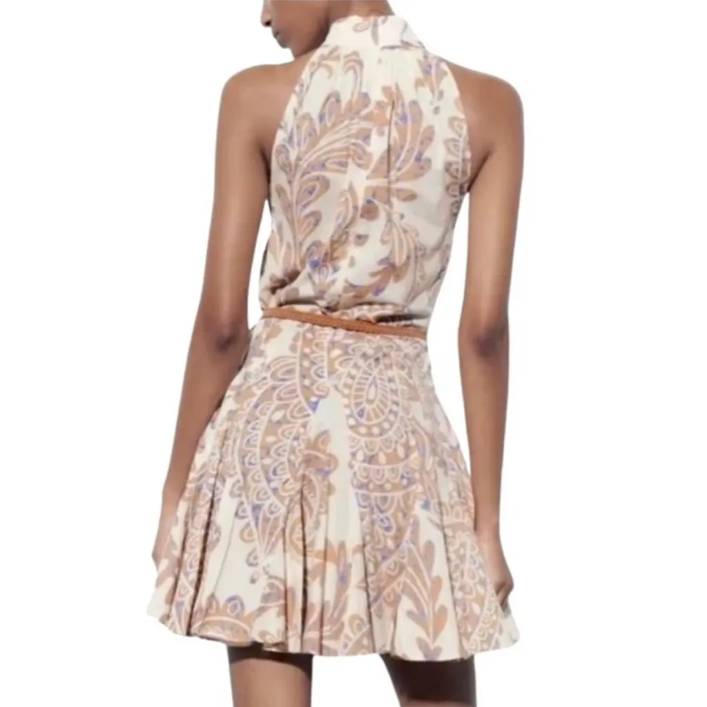 Zara Belted Print Halter Dress - Image 5