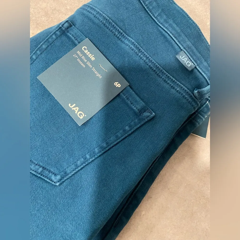 NWT JAG Size 6P Cassie Moroccan Blue Cassie Mid Rise Slim Fit Straight Leg Jeans - Image 9