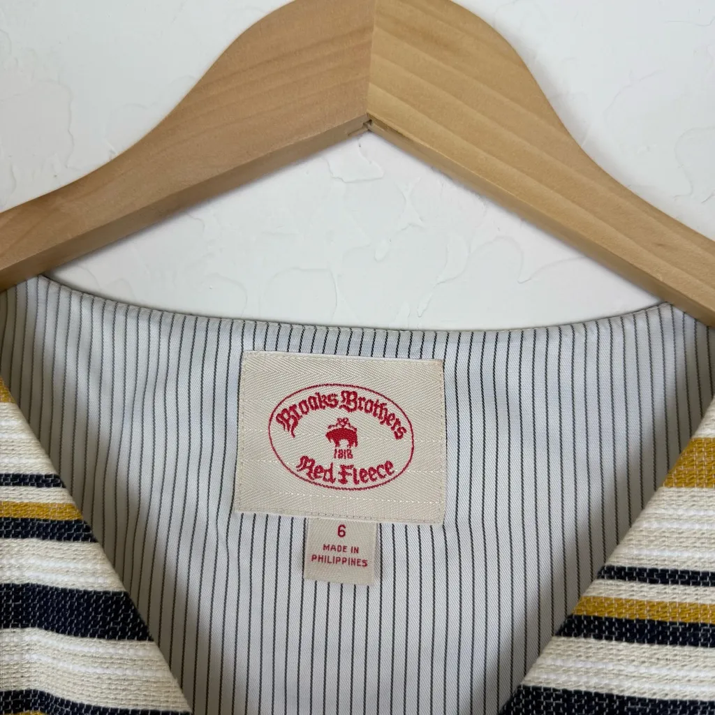 Brooks Brothers Cream Striped Sleeveless Sheath Mini Dress - Image 5