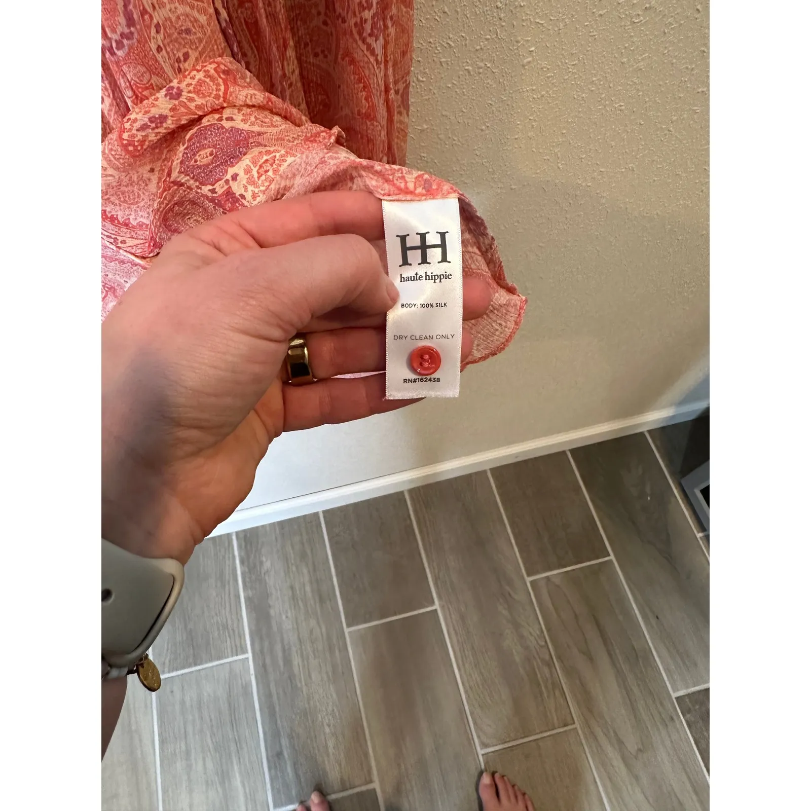 Haute Hippie Paisley Print Ruffle Neck Tassel Tie Blouse Top XS - Image 5