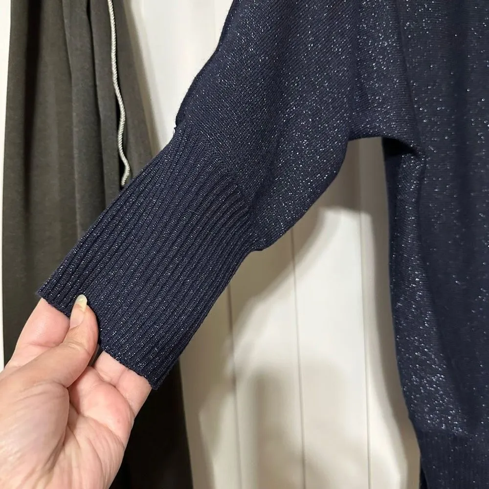 Twentyone dressy Royal blue sparkly sweater, functional Zipper going one sleeve, - Image 6