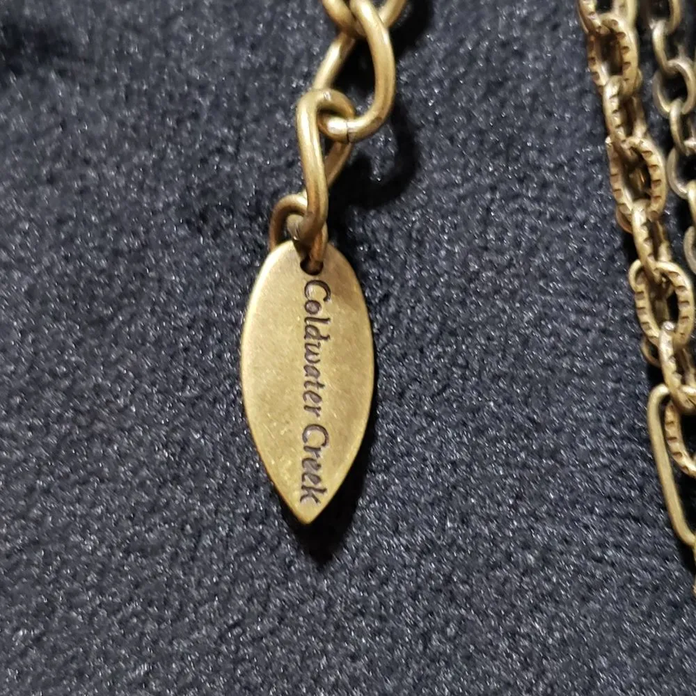 Coldwater Creek Marked Layered Five Strand Gold Tone Glass Beads Necklace - Image 7