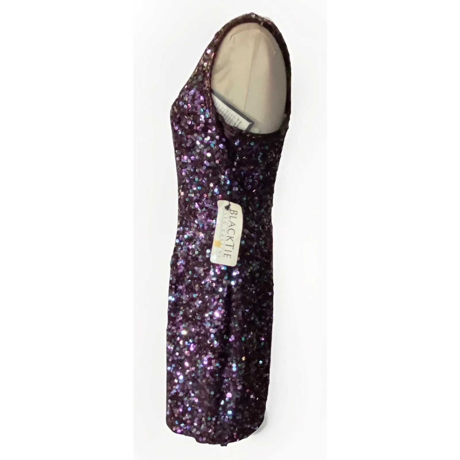 Black Tie Oleg Cassini VINTAGE Sequin SILK Cocktail Tank Dress Size 8 NEW - Image 3