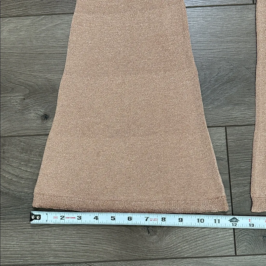 L Space Glisten High Rise Sheer Flare Pants Champagne Pink Gold Size XS - Image 13