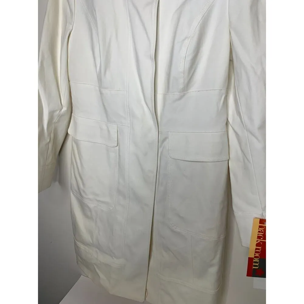 Magaschoni  Collection Womens Size 10 White Jacket Long Coat Patch Pockets - Image 3