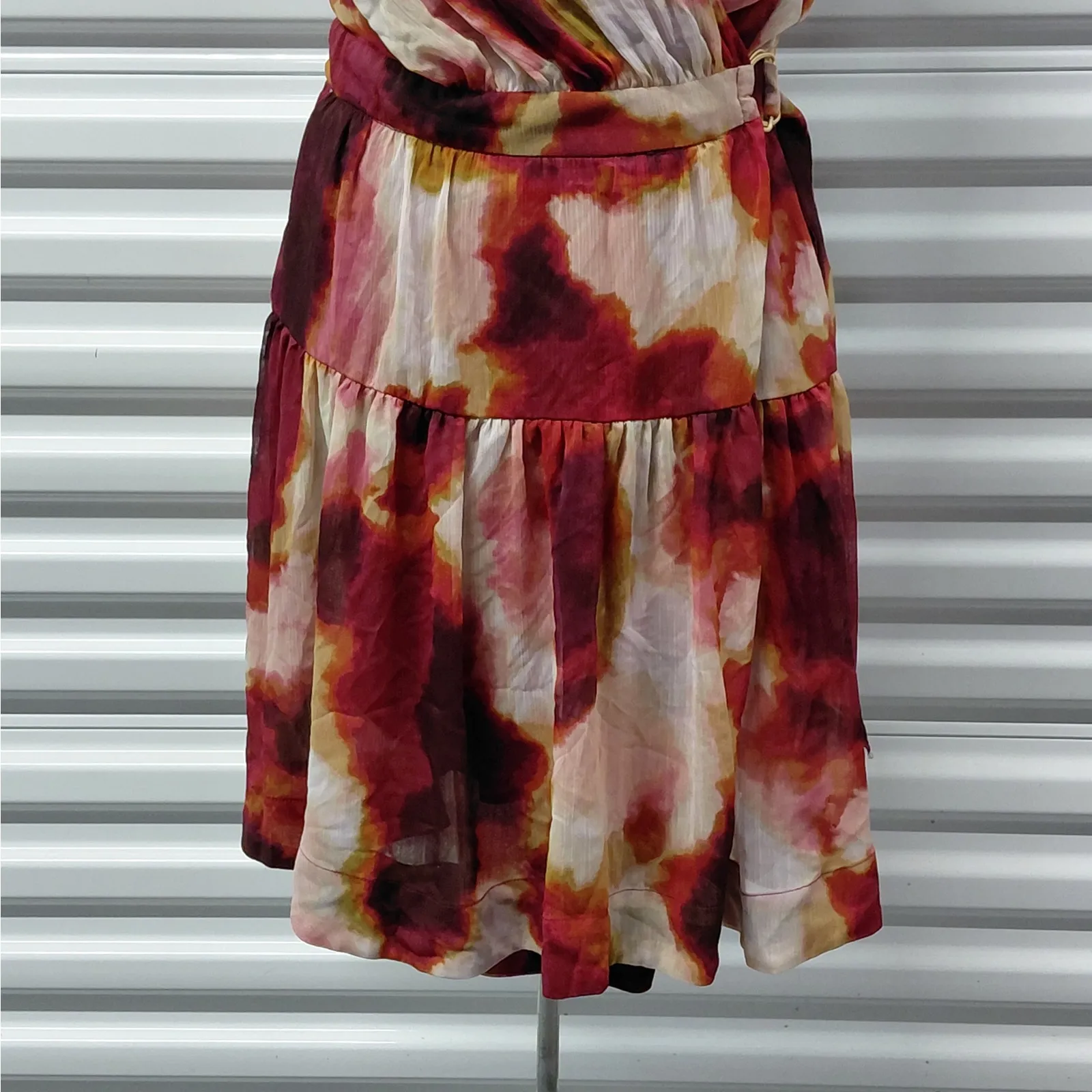 Taylor Women's Wrap Dress Size 14 Multi Tie Dye Chiffon Sleeveless Boho Party - Image 8