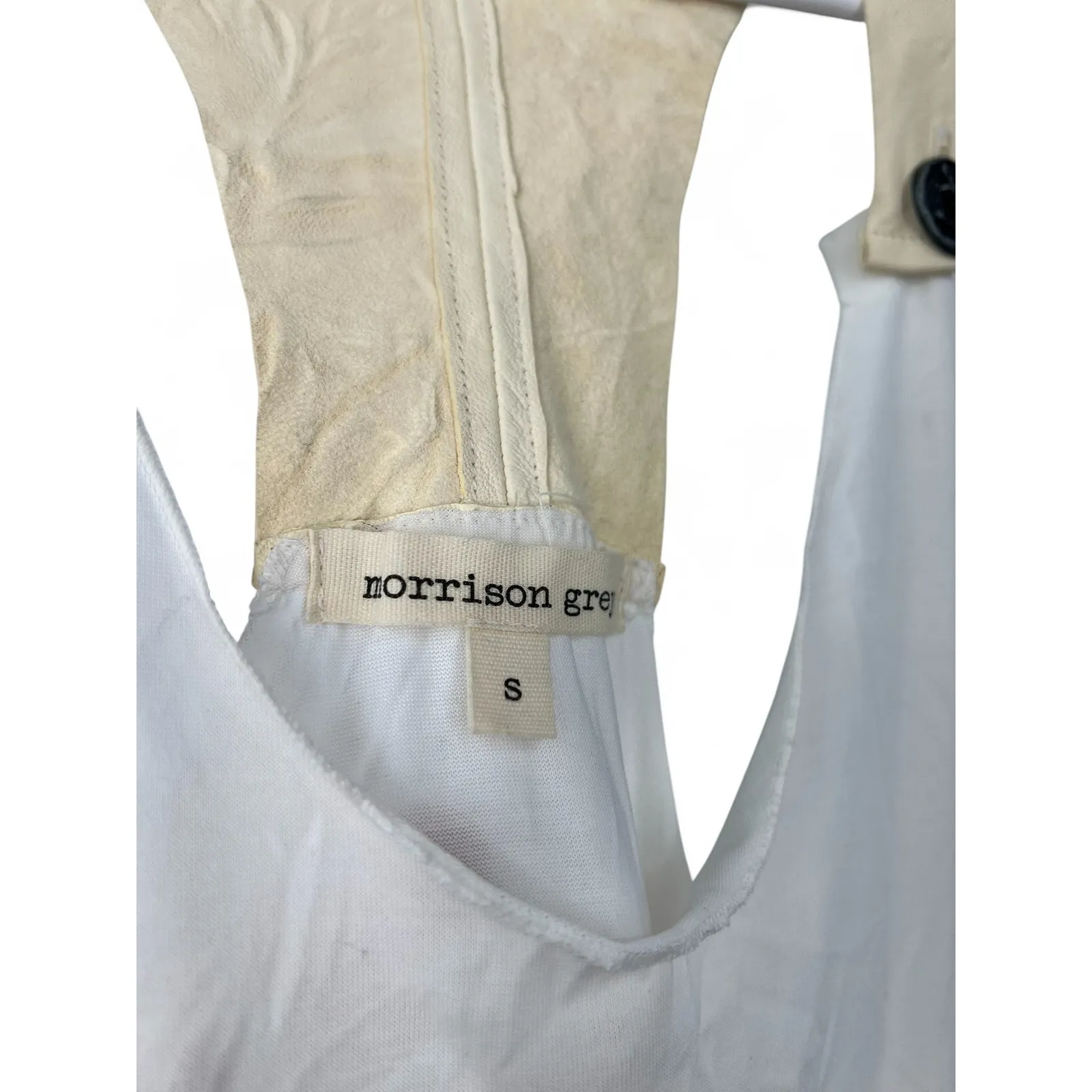 ARTISAN BOUTIQUE S Tank Top Leather Accent White Sleeveless Blouse Women - Image 2