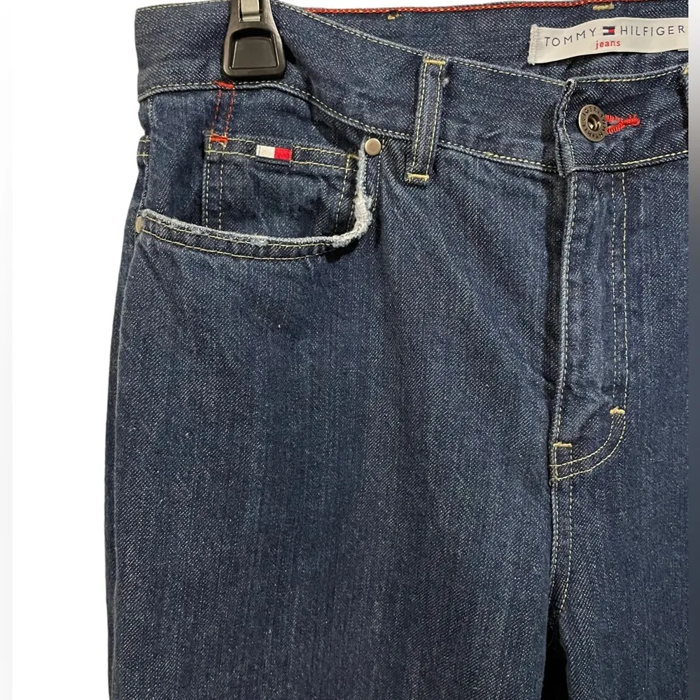 Tommy Hilfiger Y2K Blue Medium Wash Cotton Denim High Rise Flare Retro Jeans - Image 2