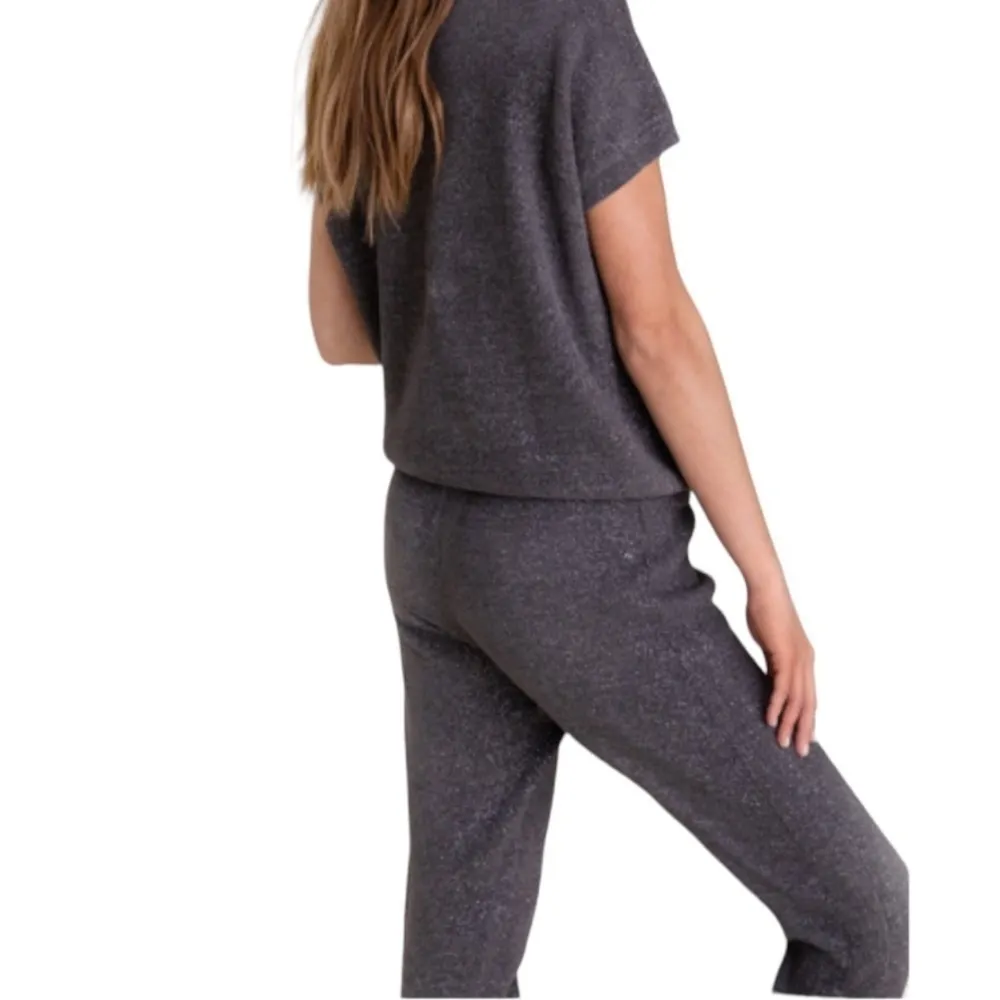 BAREFOOT DREAMS Rib Trim Jogger Carbon Lurex Size XL NEW - Image 9