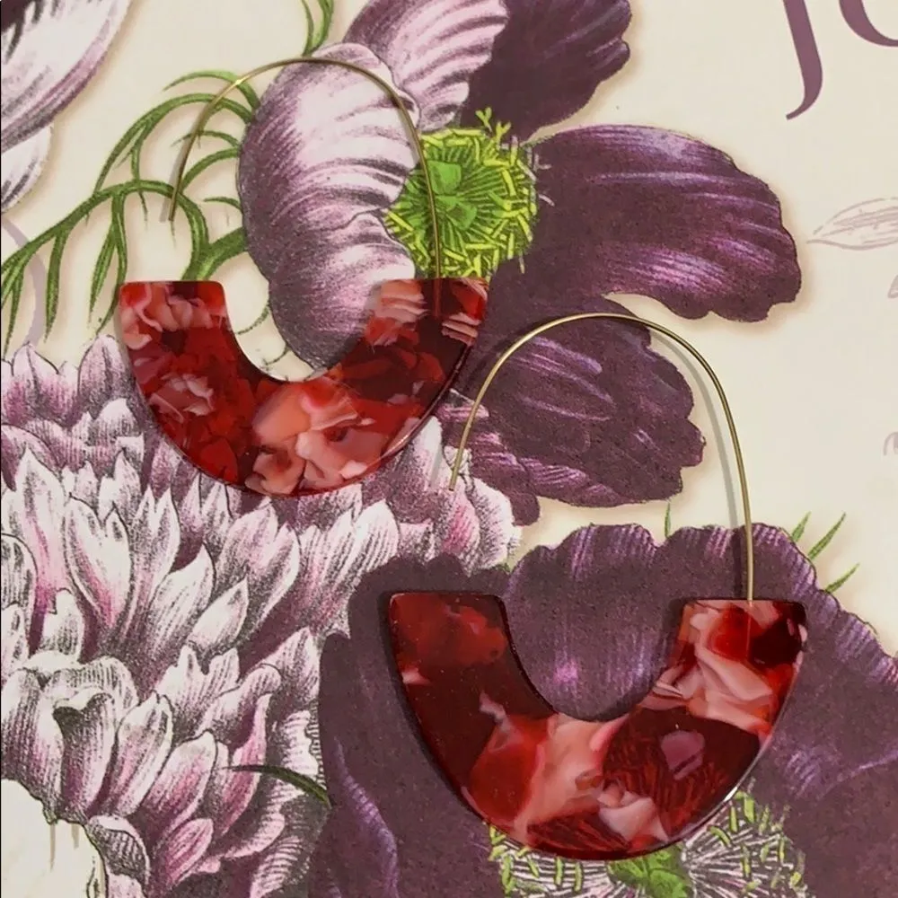 Red White Pink Acrylic Earrings Red - Image 3