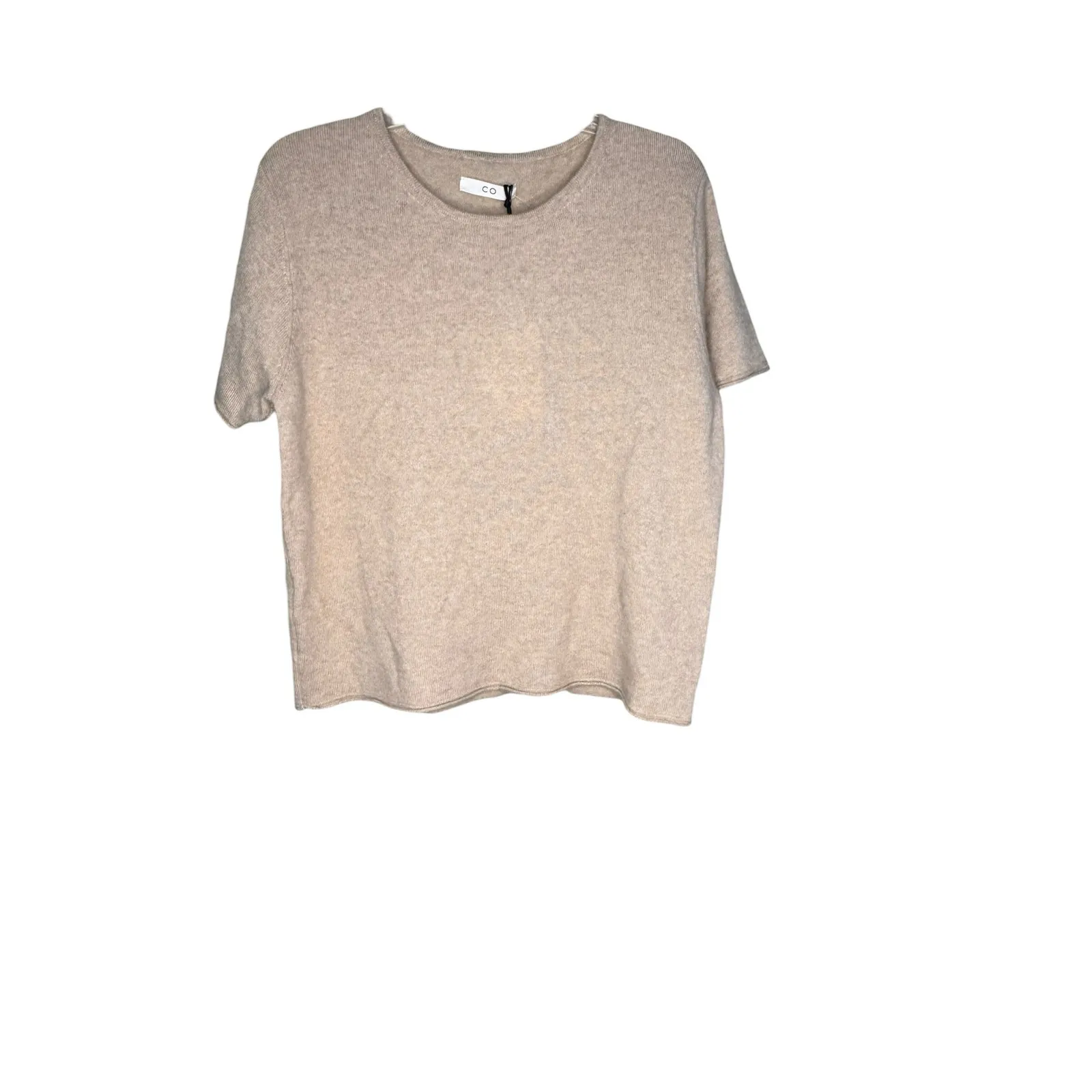 Co NWT Cashmere/Silk Blend Short Sleeve Sweater in Sand Size XL Tan - Image 4