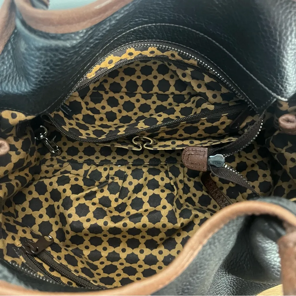 BRIGHTON LONDON GROOVE TATUM PEBBLED LEATHER SHOULDER HANDBAG black brown - Image 9