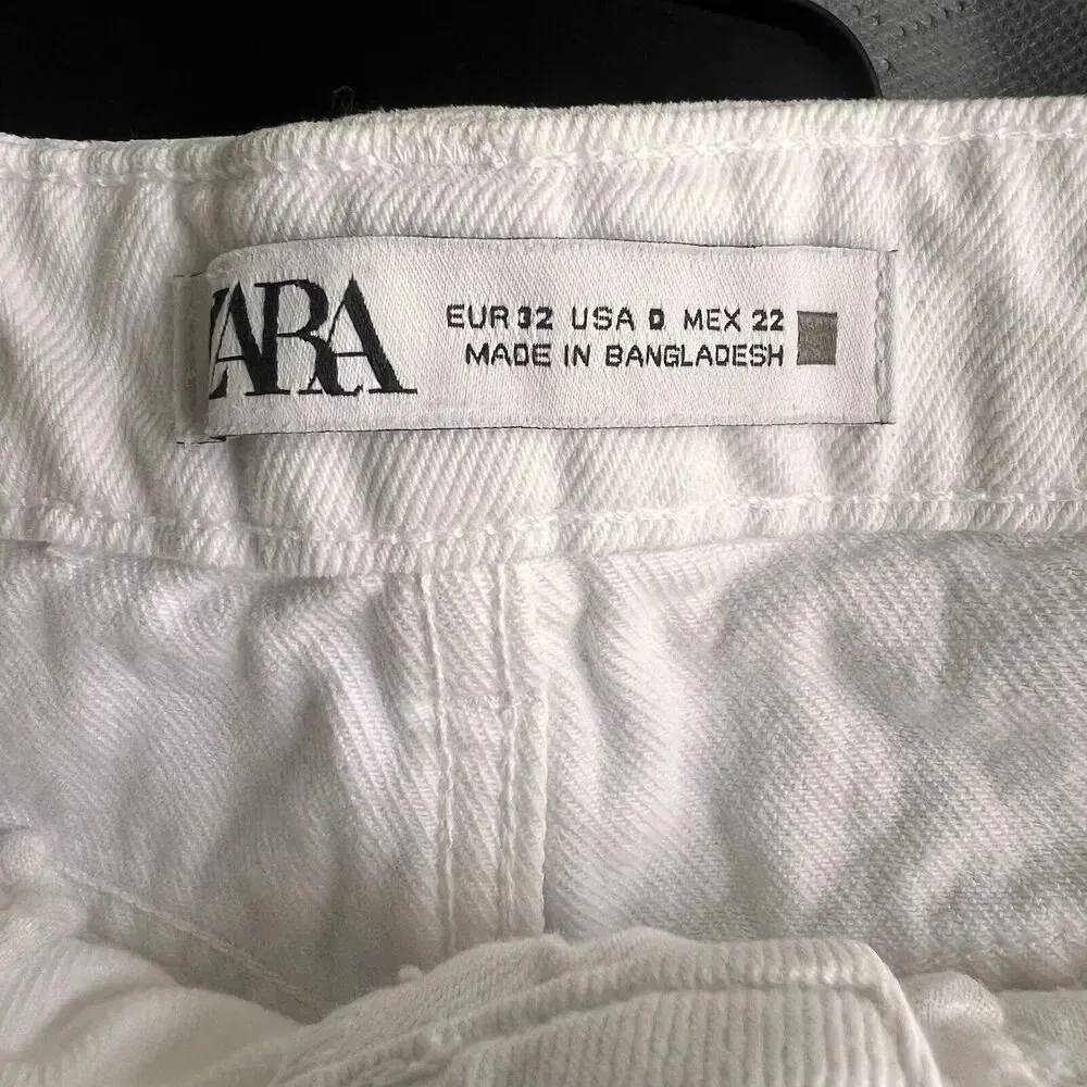 ZARA DISTRESSED FRAYED HEM WHITE JEAN‎ SHORTS SIZE 0 Rodeo Festival Summer - Image 3