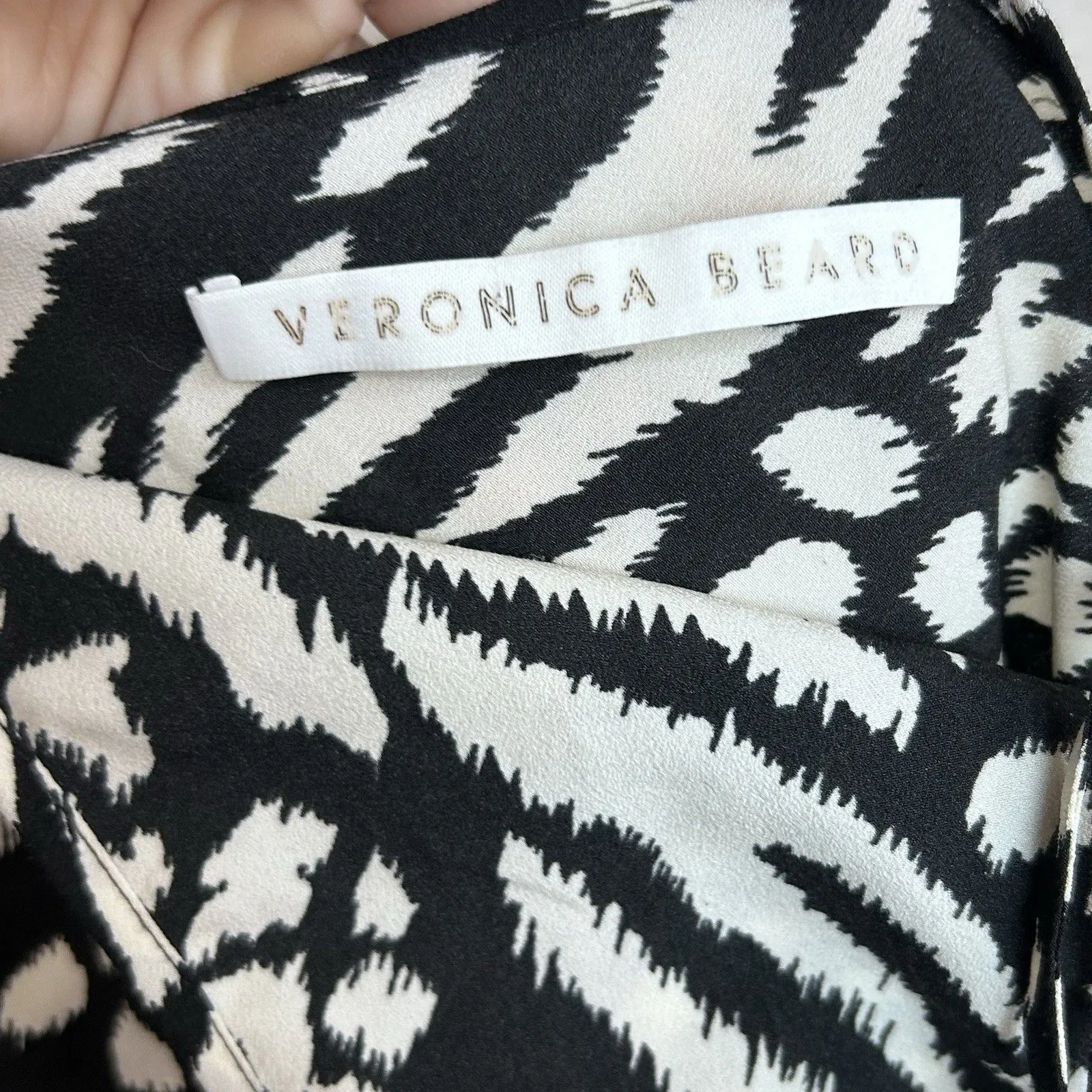 Veronica Beard Dress Womens 4 Black White Zebra Print Slip Silk Midi Casual - Image 6