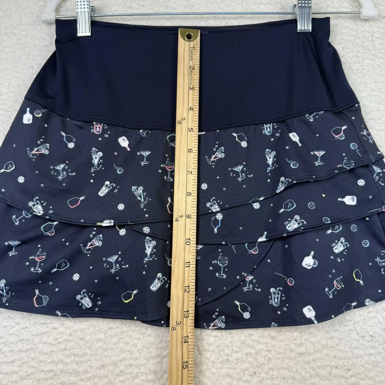 Lucky In Love Skort Womens Small Navy Tiered Ruffle Tennis Pickleball Drinks Blue - Image 6