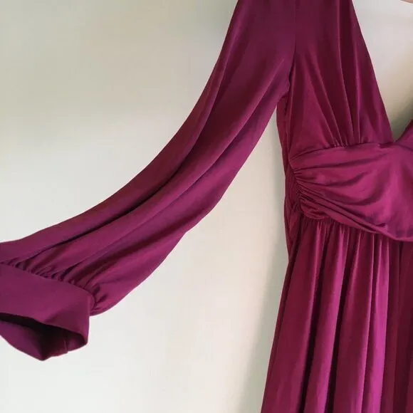 Asos Burgundy Stretch Knit Deep V-Neck Mini‎ Dress - Image 5