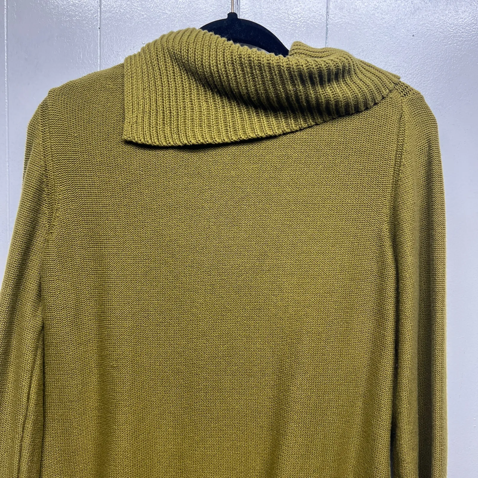 Coldwater Creek Olive Green Women's Pullover Knit Sweater Size Medium Cowl Neck - Image 7