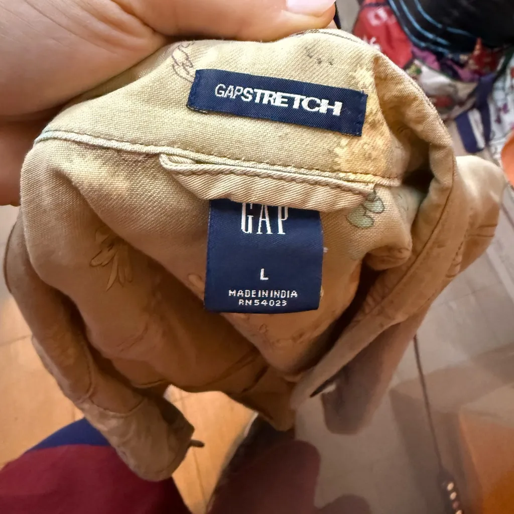 Gap Vintage Floral Trim Y2K Tan Khaki Jacket - Image 3