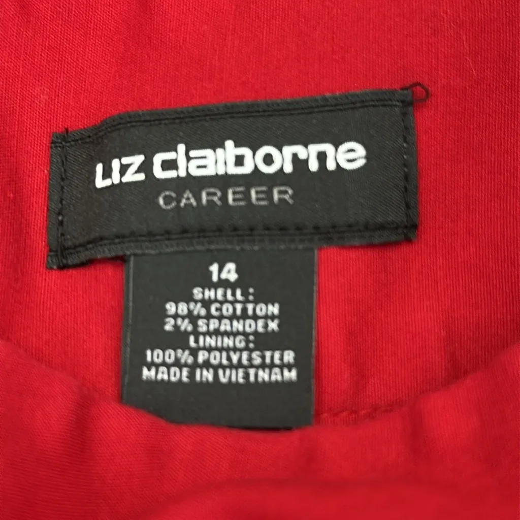 Liz Claiborne Red Pencil Zip Back Stretch Cotton Blend Business Skirt Womens 14 - Image 5