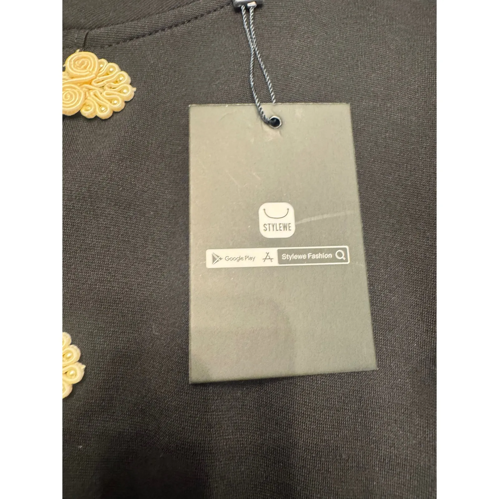 Stylewe Black Dress 2XL, Mandarin Collar, Frog Closures, Flare Sleeve Size XXL - Image 4