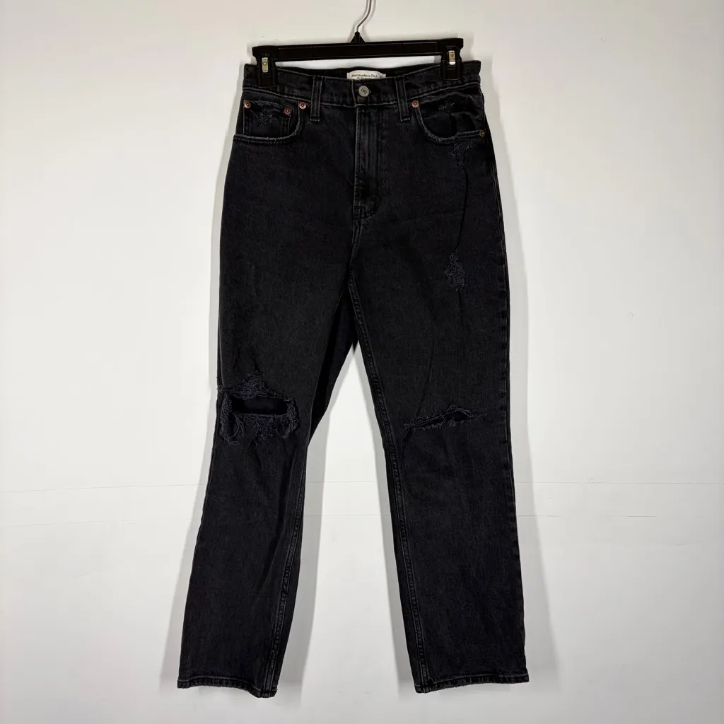 Abercrombie 90s Straight Ultra High Rise Jean Size 0/25XS, EXTRA SHORT - Image 2