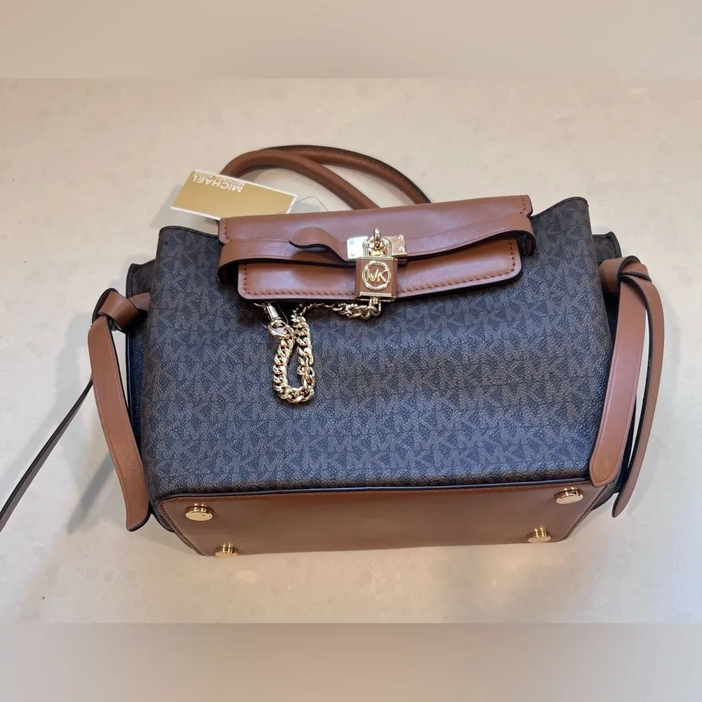 NWT MICHAEL KORS HAMILTON LEGACY‎ SM LOGO BELTED SATCHEL BROWN/ACORN Brown - Image 5