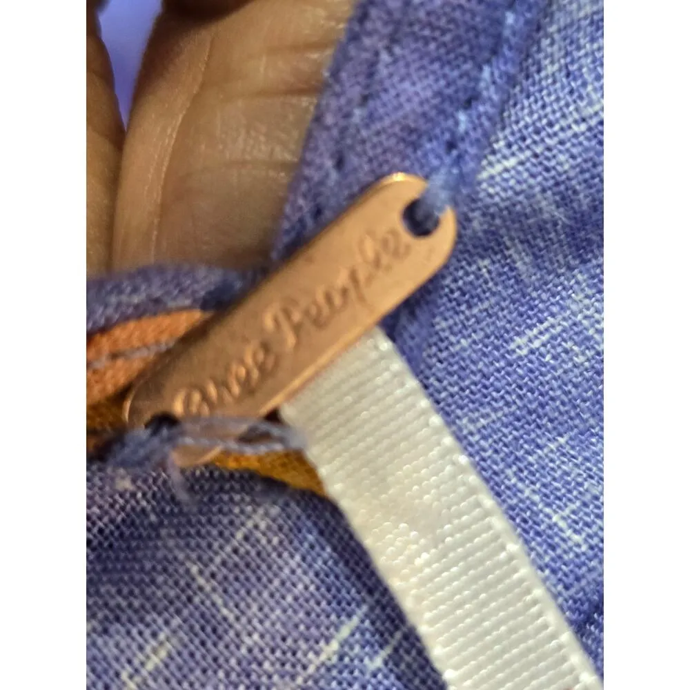 Free People Tunic Top Womens Small Blue Floral Cap Sleeve Drop Waist Crew Neck - Image 3