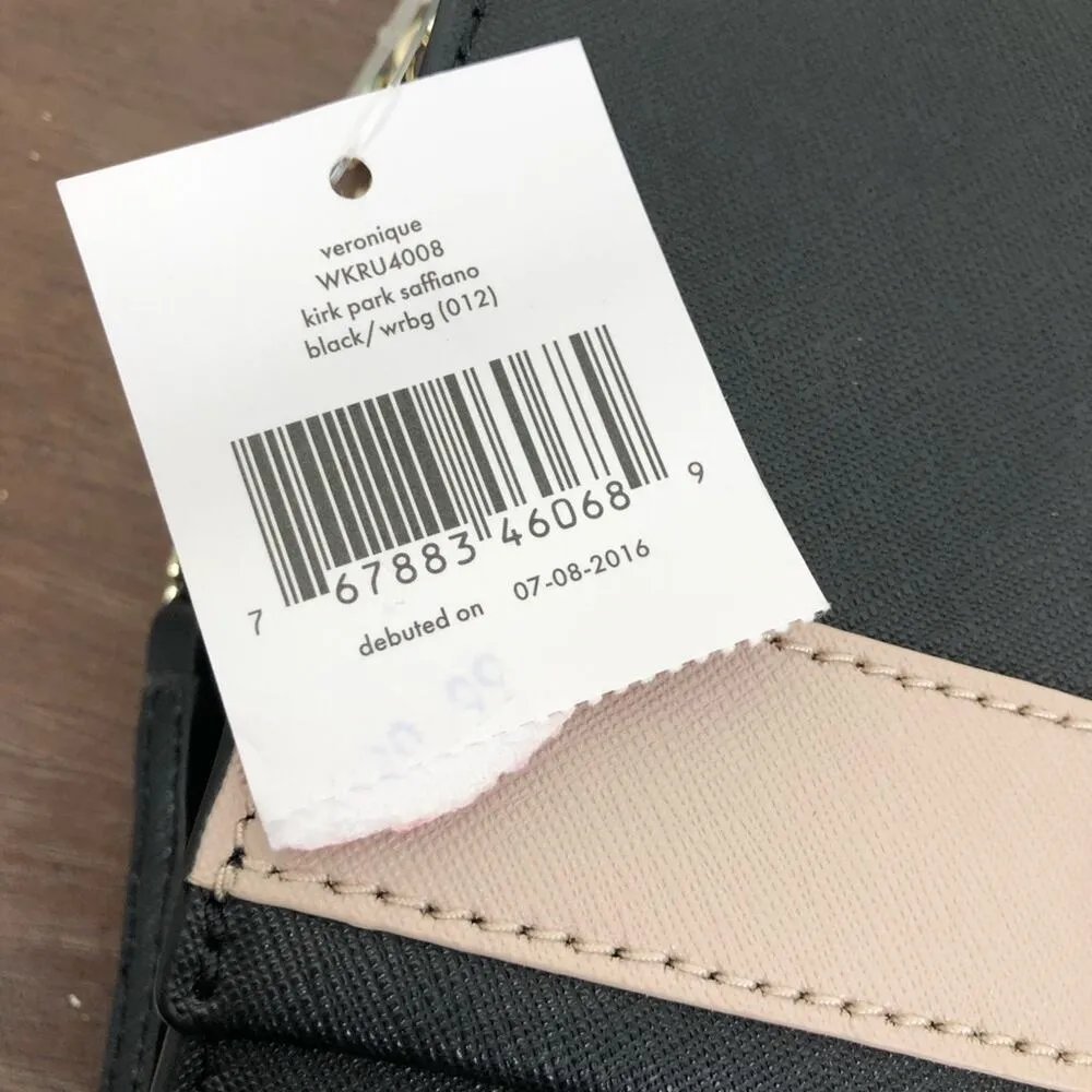 NEW Kate Spade Veronique Kirk Park Saffiano Black Beige Bow Crossbody Bag - Image 7