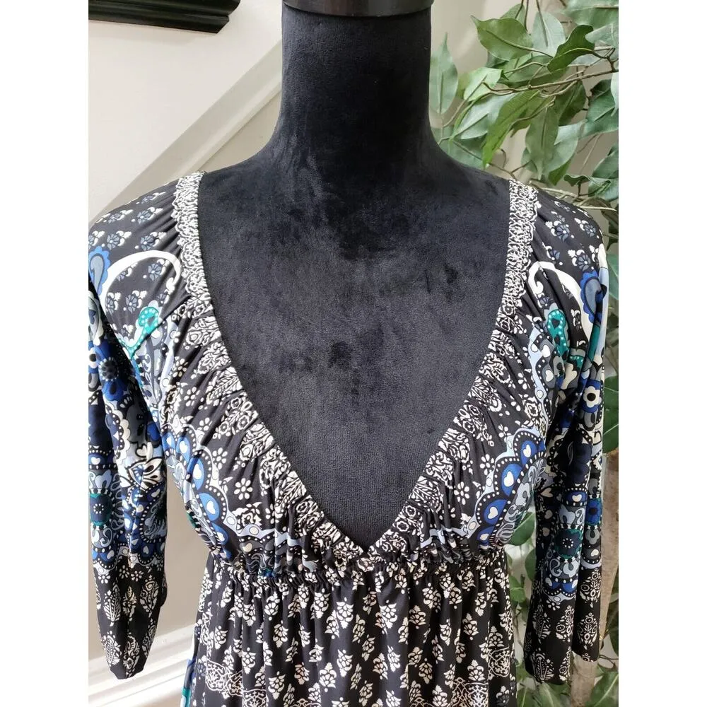 Bailey Blue Women's Multicolor Polyester V-Neck 3/4 Sleeve Knee Length Dress S - Image 5