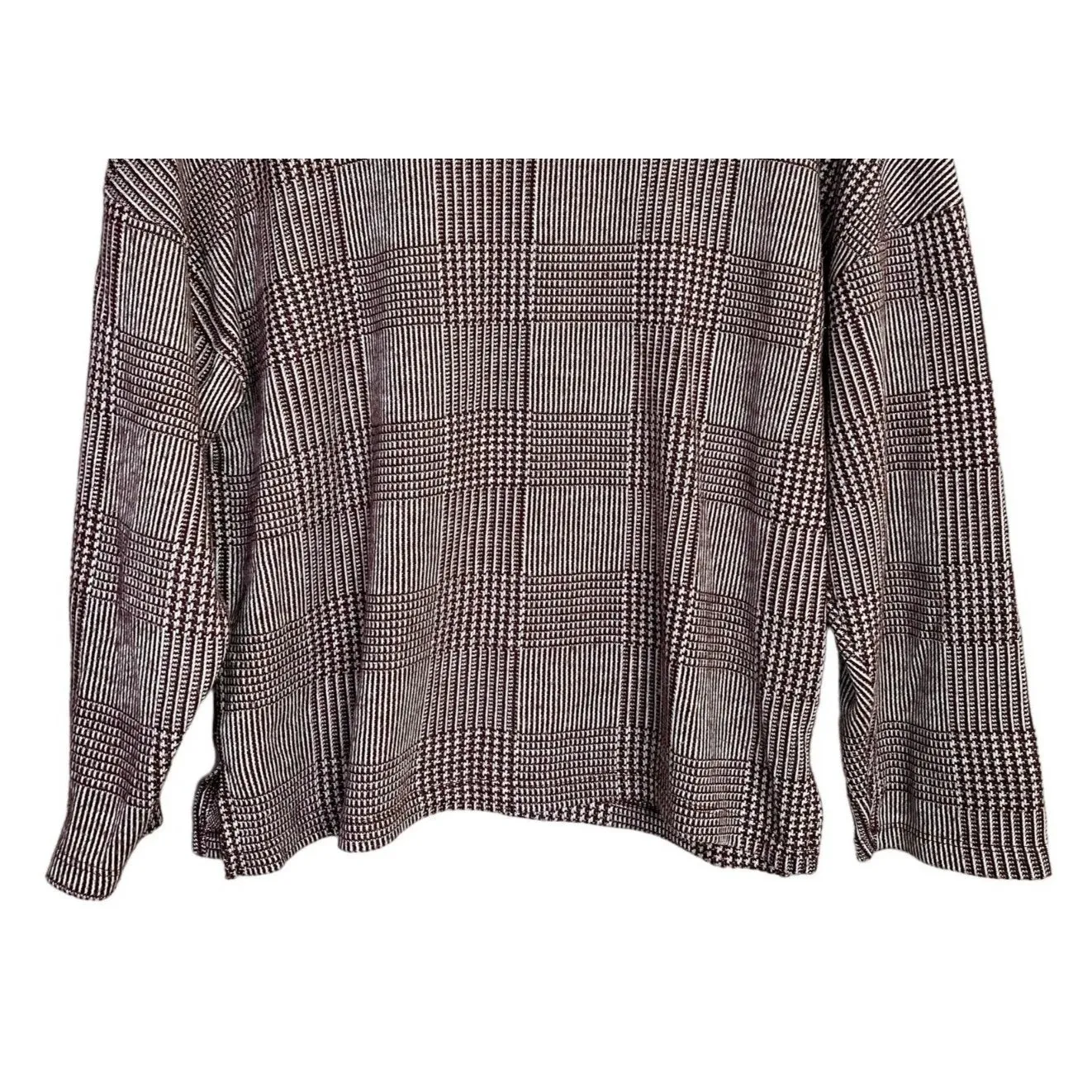 Zara Relaxed Fit Long Sleeve Lightweight Soft Crew Neck Knit Sweater M Burgundy - Image 7