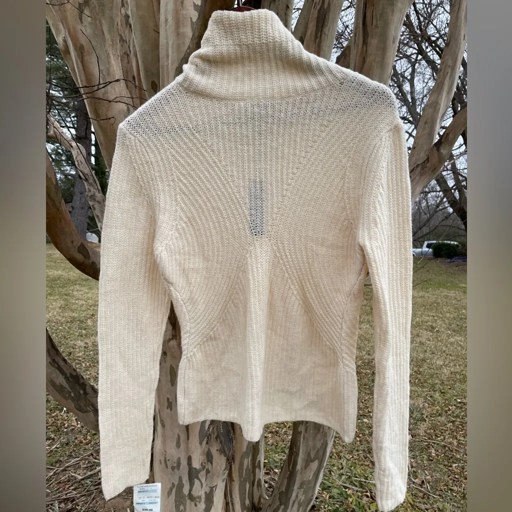 NWT Theory Ivory Knit Turtleneck Wool Sweater Boho Cottagecore Preppy Size L - Image 3