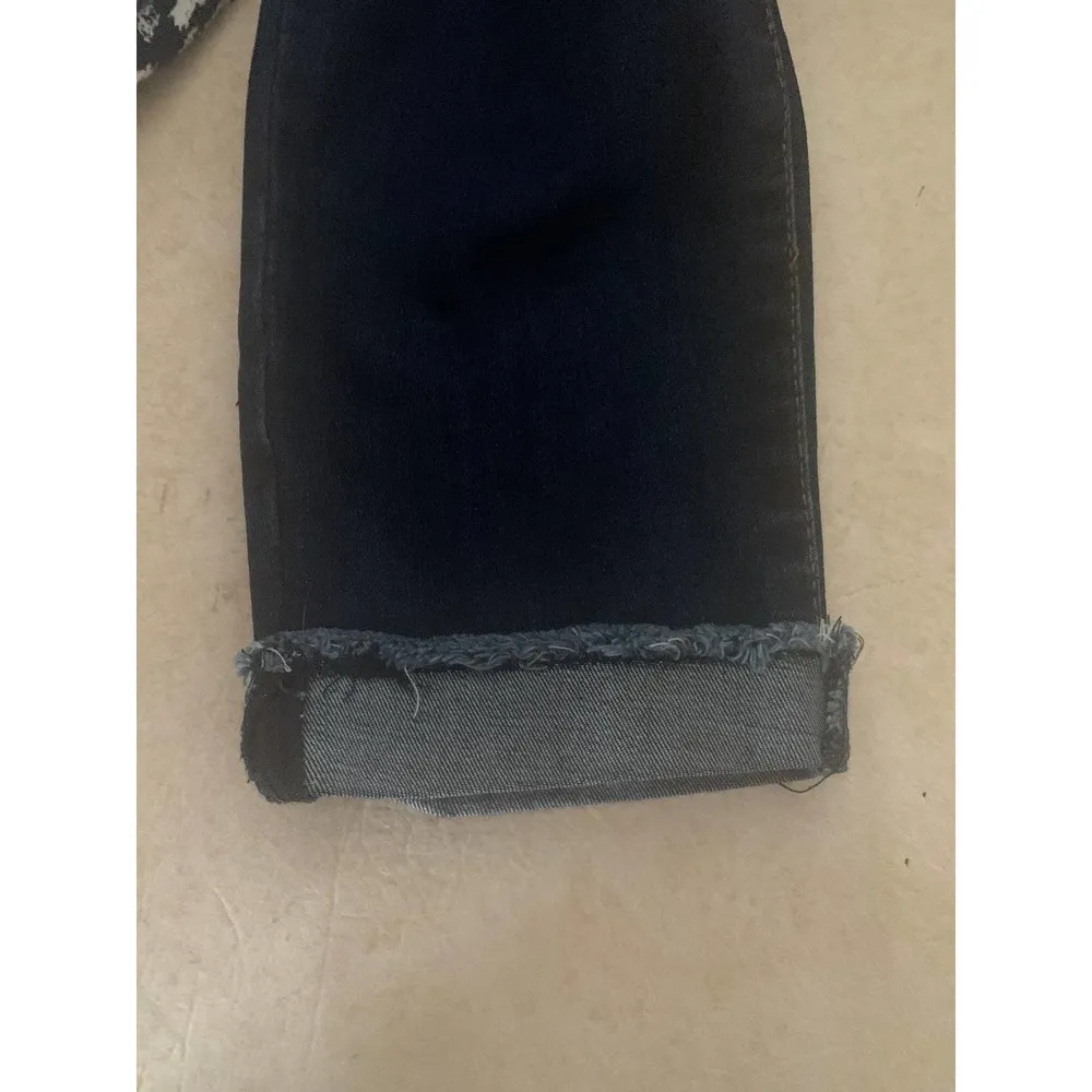 womans size large cuffed ankle jeans jeggings stitch star dark wash cute denim Blue - Image 5