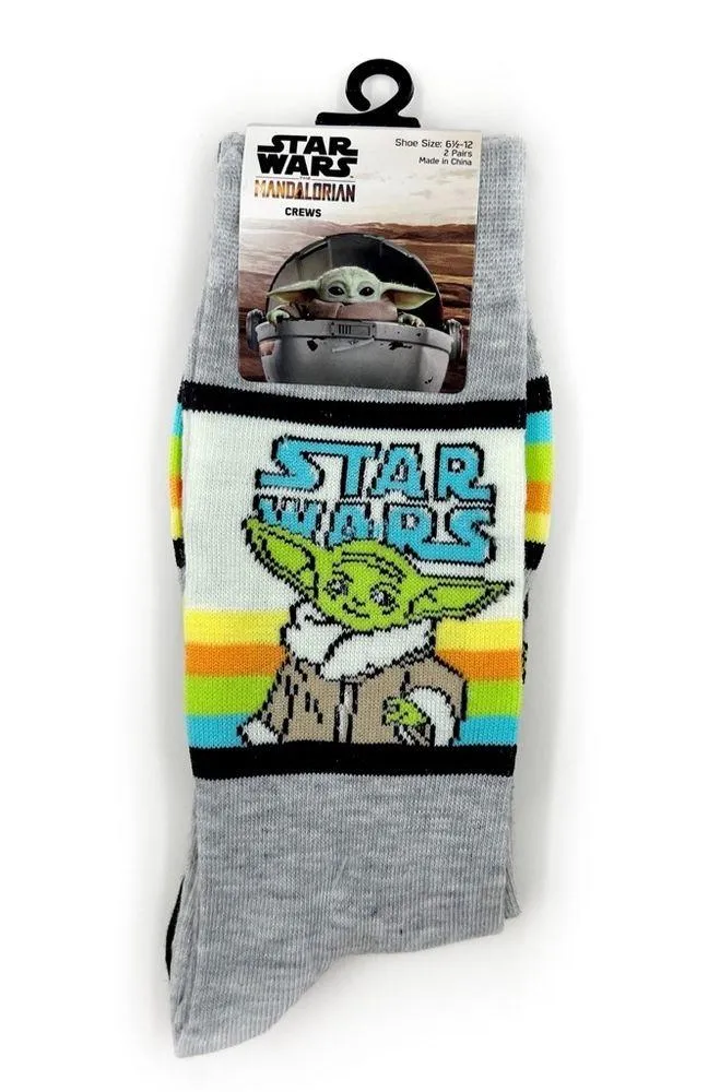 Star Wars Crew Socks Mens Womens Disney The Mandalorian Grogu Baby Yoda Fun Gift - Image 1