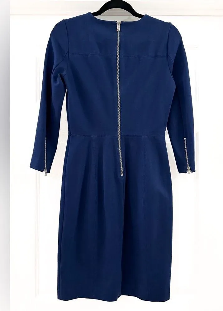 J. CREW STRUCTURED STRETCH Long Sleeve SHEATH DRESS Blue sz 0 - Image 7