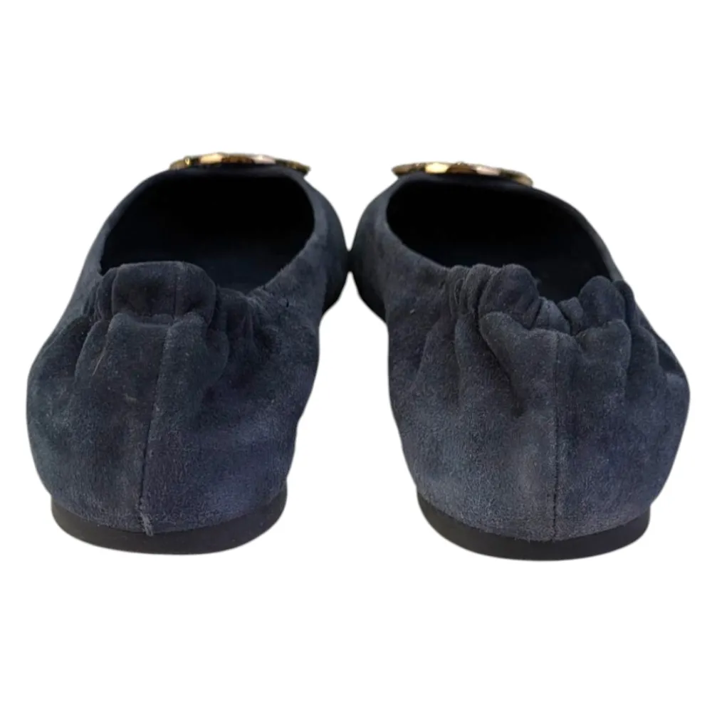Tory Burch Suede Travel Ballet Flats GUC $228   Size 8.5M    S3486 - Image 10